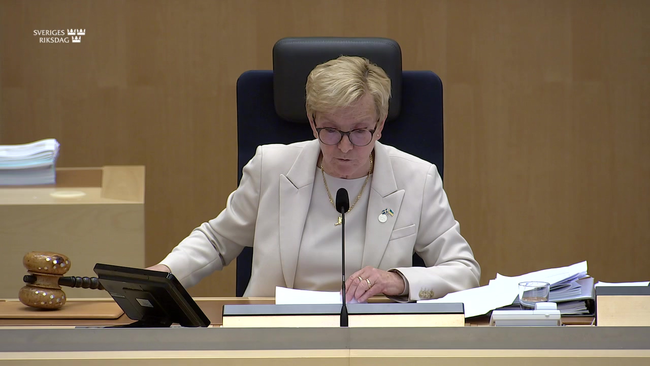 Stillbild från debatten i kammaren