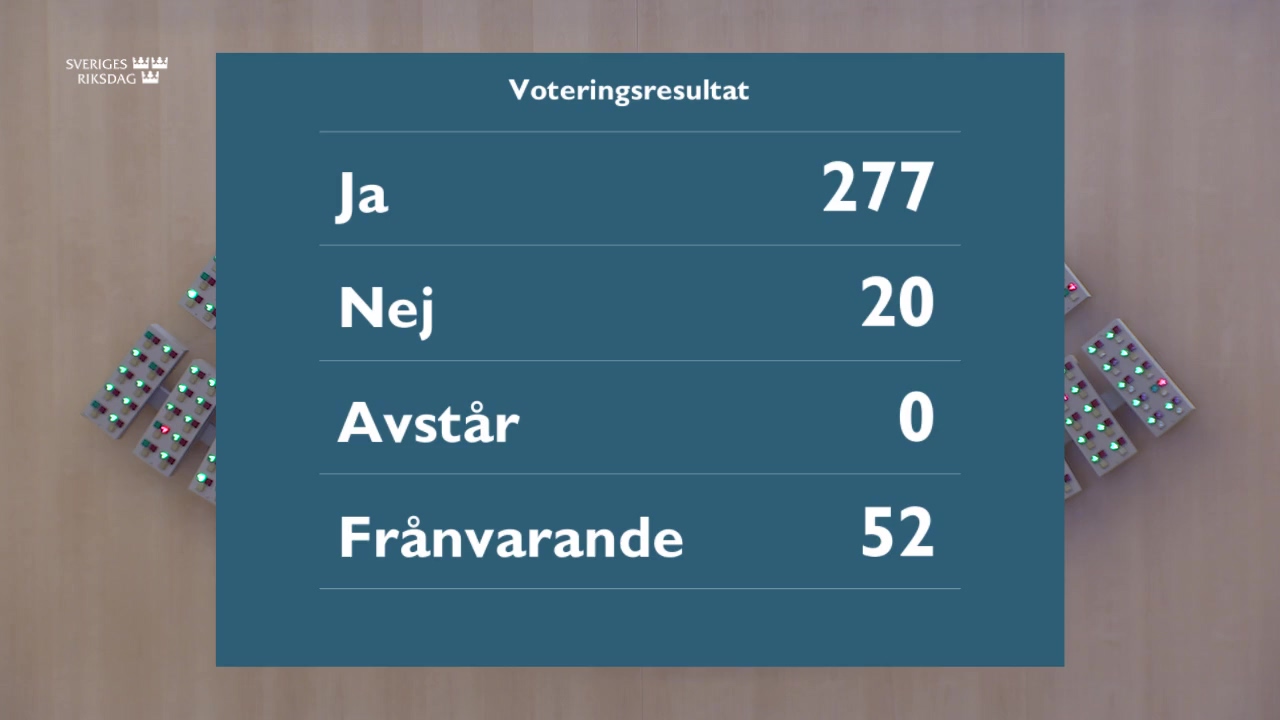 Stillbild från debatten i kammaren