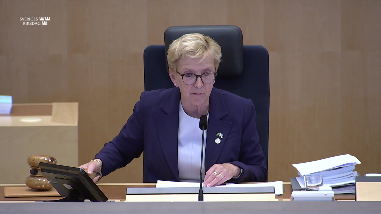 Stillbild från debatten i kammaren