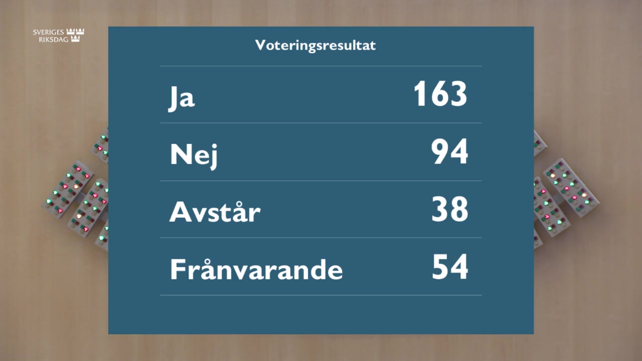 Stillbild från debatten i kammaren