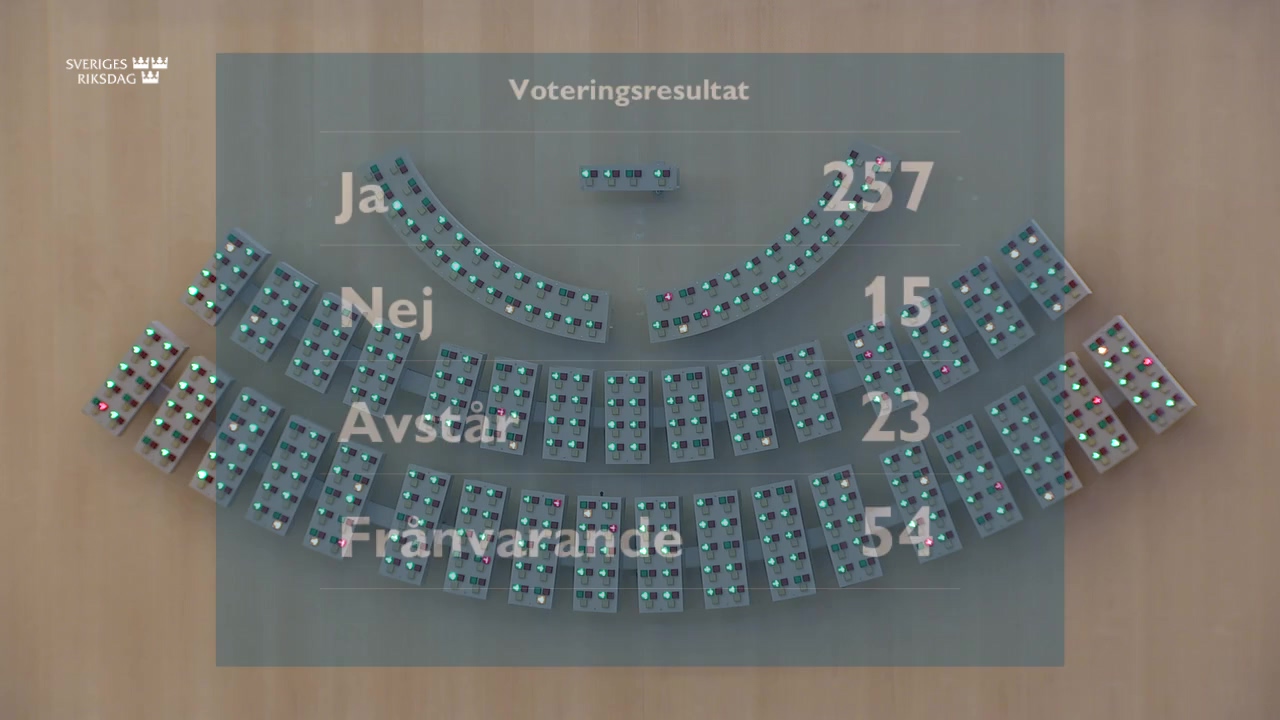 Stillbild från debatten i kammaren
