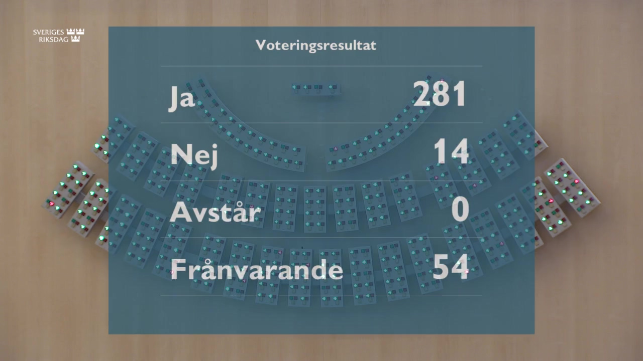 Stillbild från debatten i kammaren