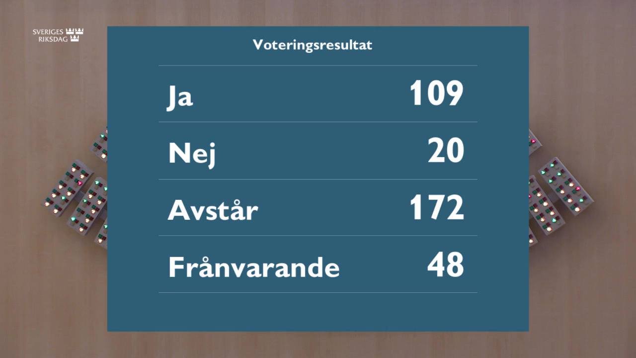 Stillbild från debatten i kammaren