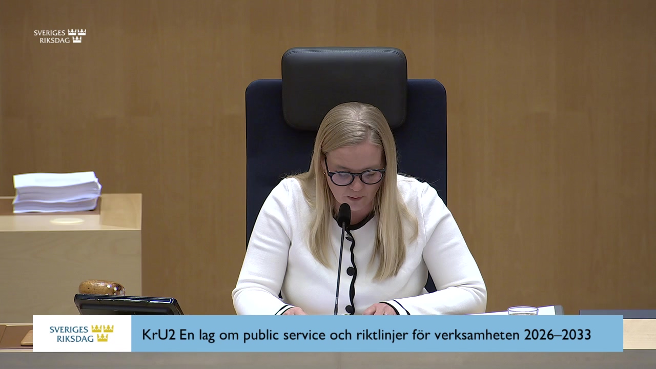 Stillbild från debatten i kammaren