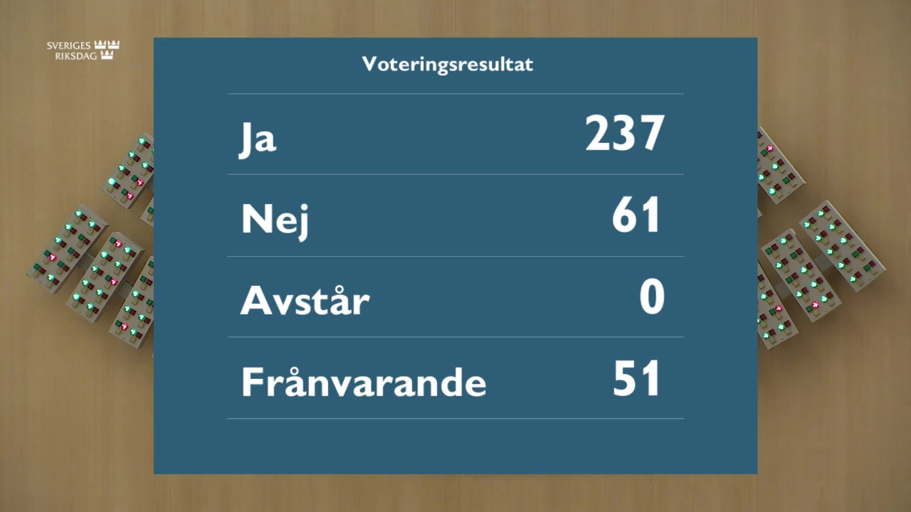 Stillbild från debatten i kammaren