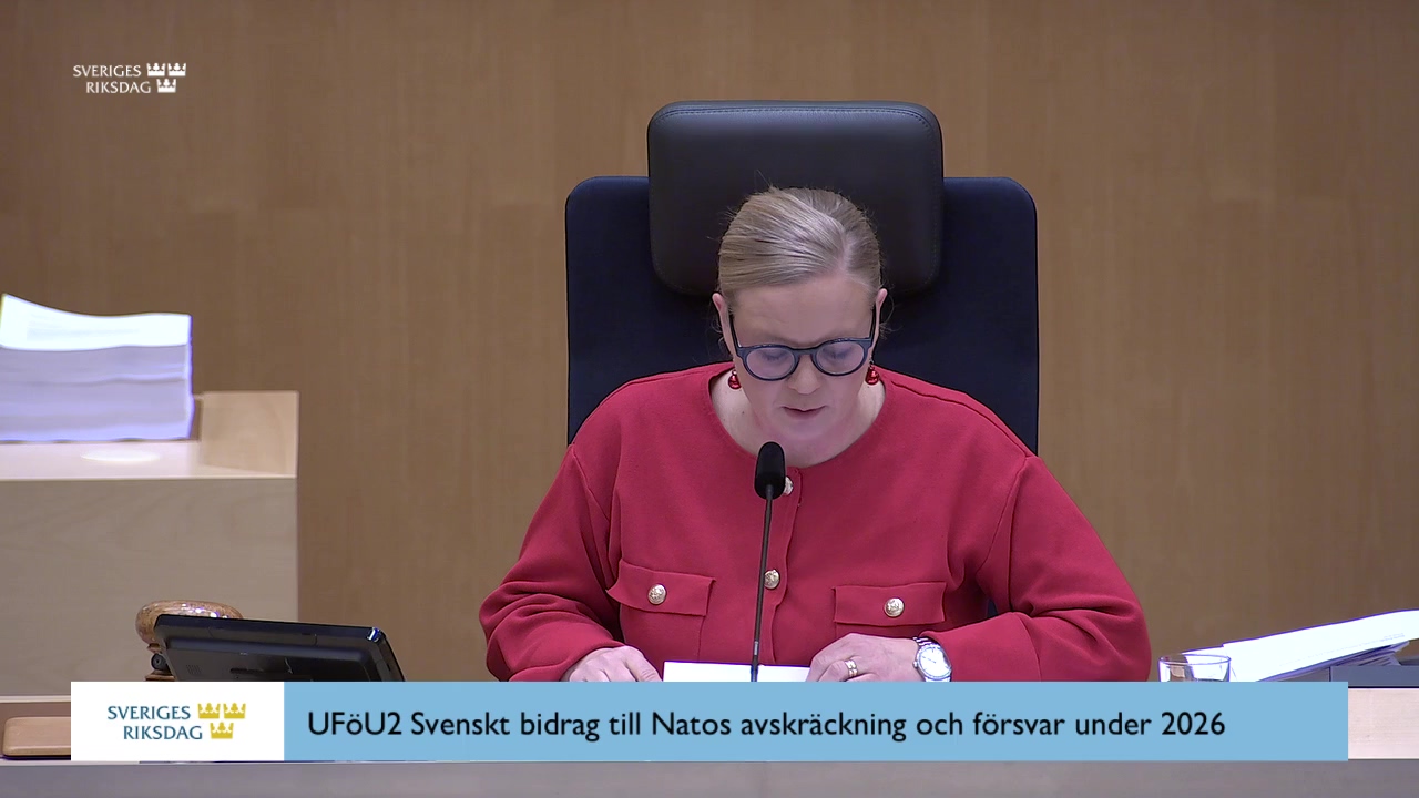Stillbild från debatten i kammaren