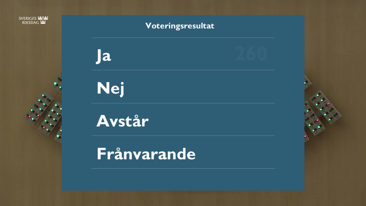Stillbild från debatten i kammaren