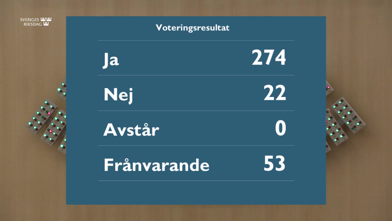 Stillbild från debatten i kammaren