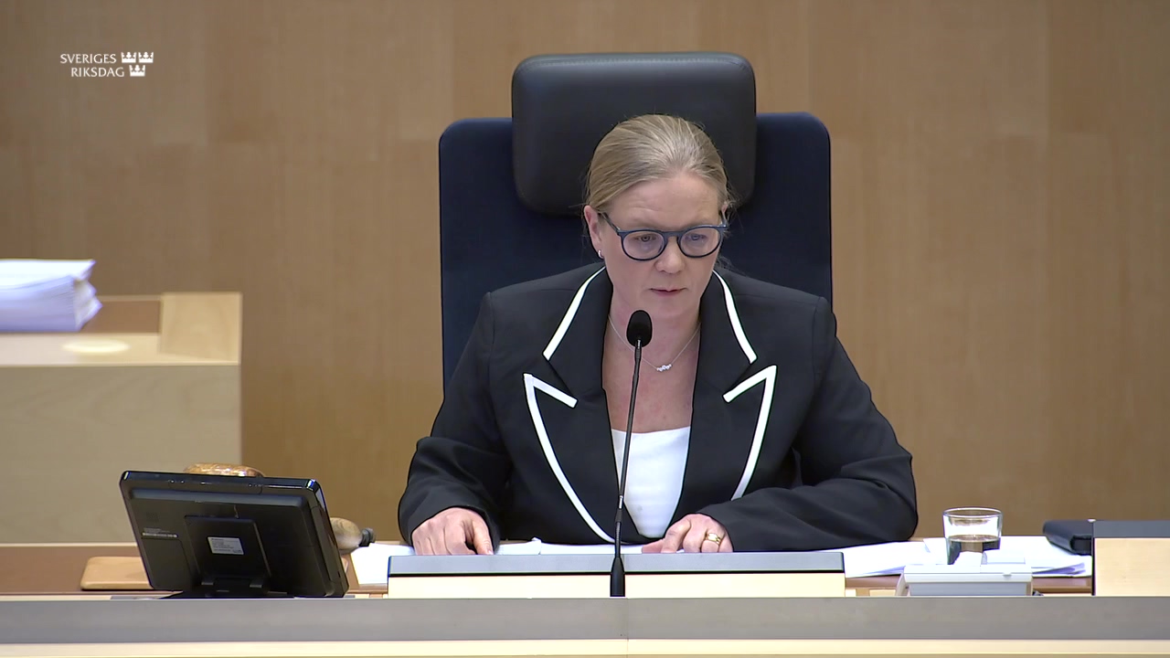 Stillbild från debatten i kammaren
