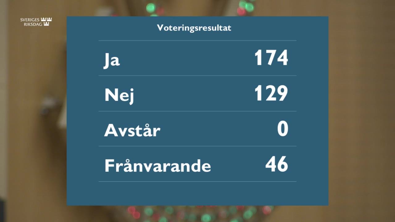 Stillbild från debatten i kammaren