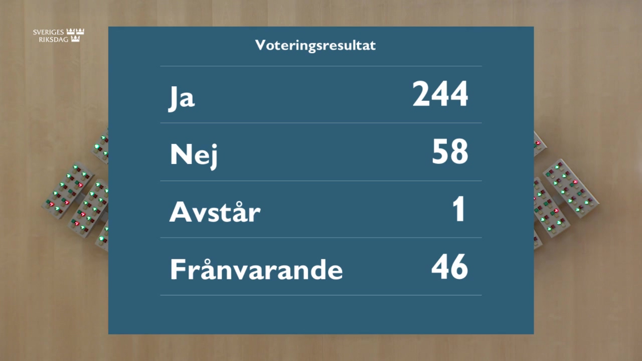 Stillbild från debatten i kammaren