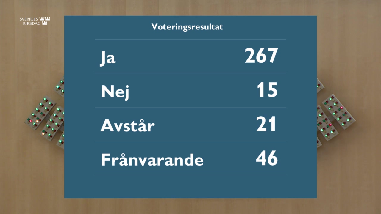 Stillbild från debatten i kammaren