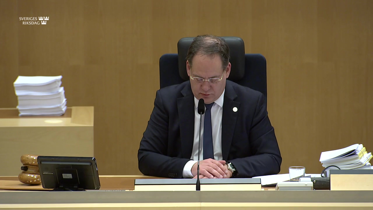 Stillbild från debatten i kammaren