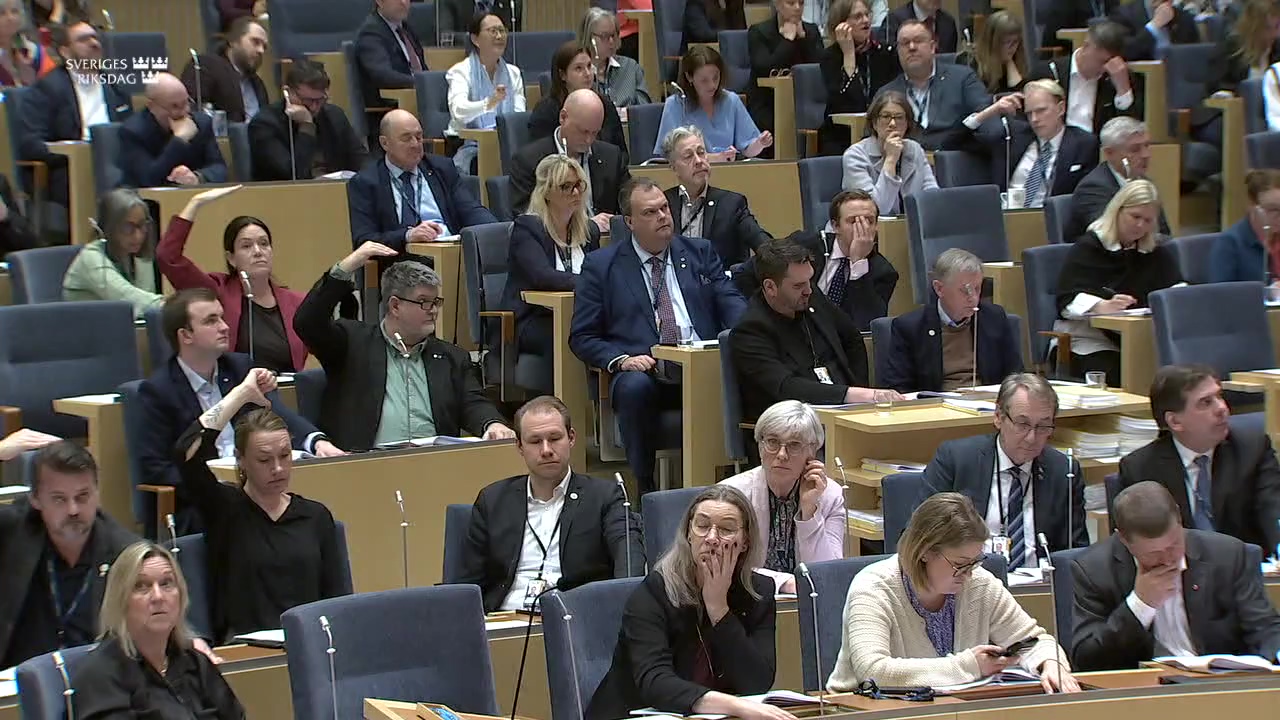Stillbild från debatten i kammaren