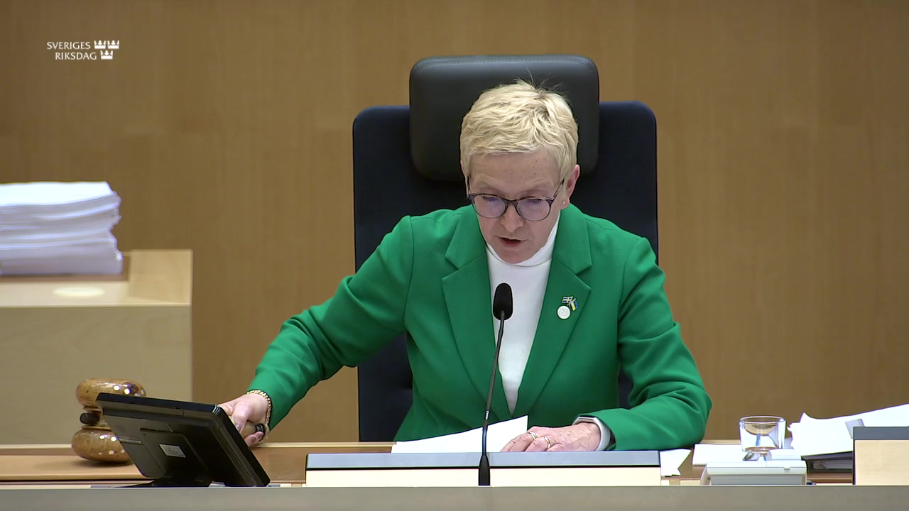 Stillbild från debatten i kammaren