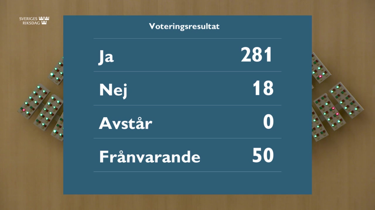 Stillbild från debatten i kammaren