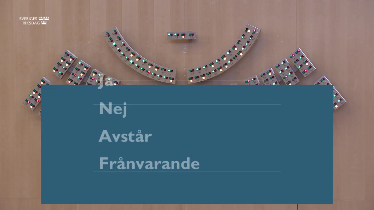Stillbild från debatten i kammaren