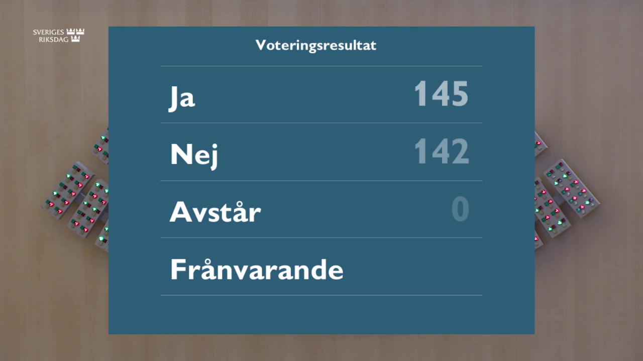 Stillbild från debatten i kammaren