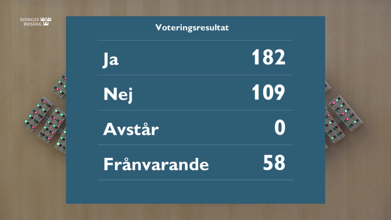 Stillbild från debatten i kammaren