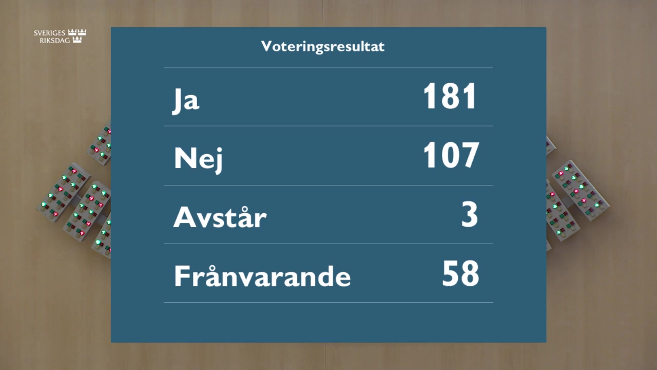 Stillbild från debatten i kammaren