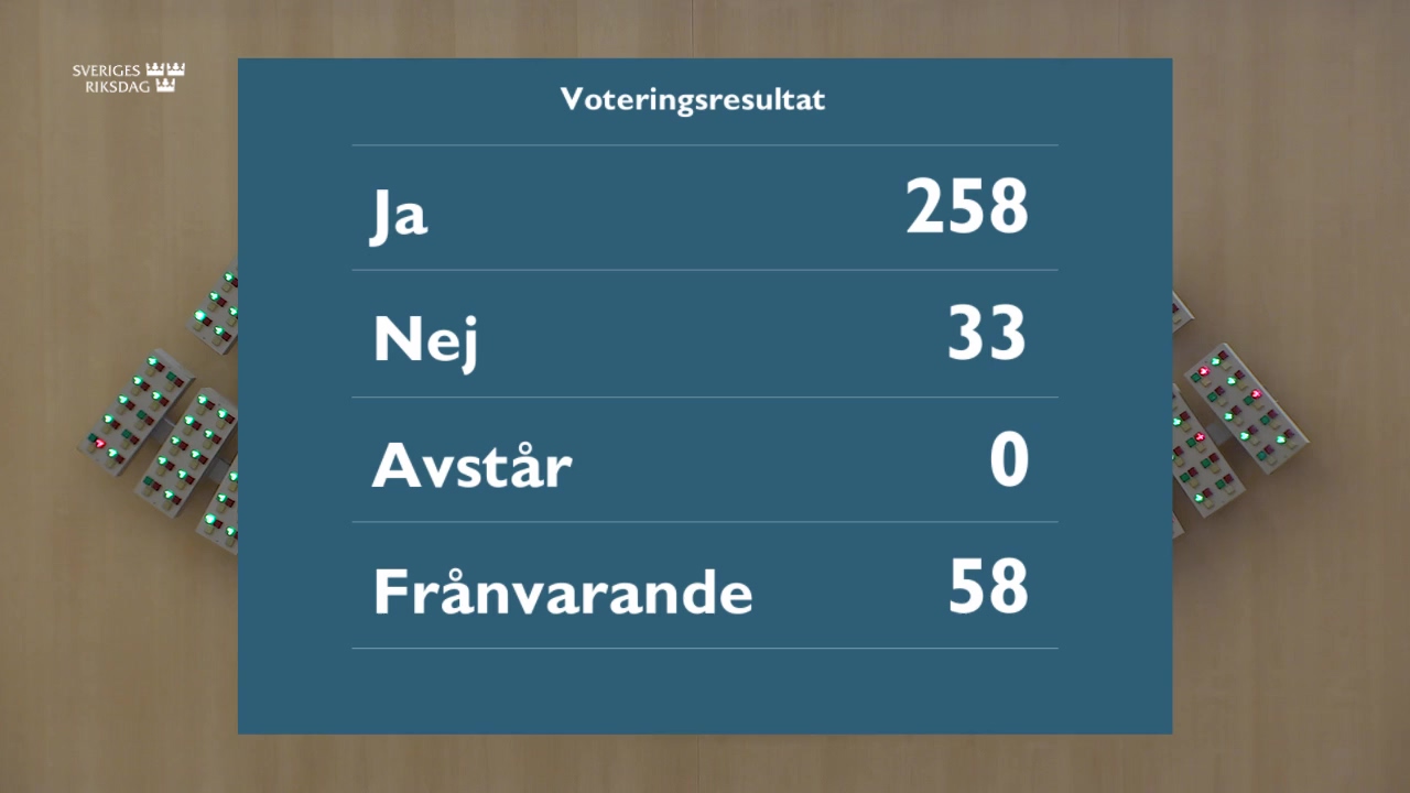 Stillbild från debatten i kammaren
