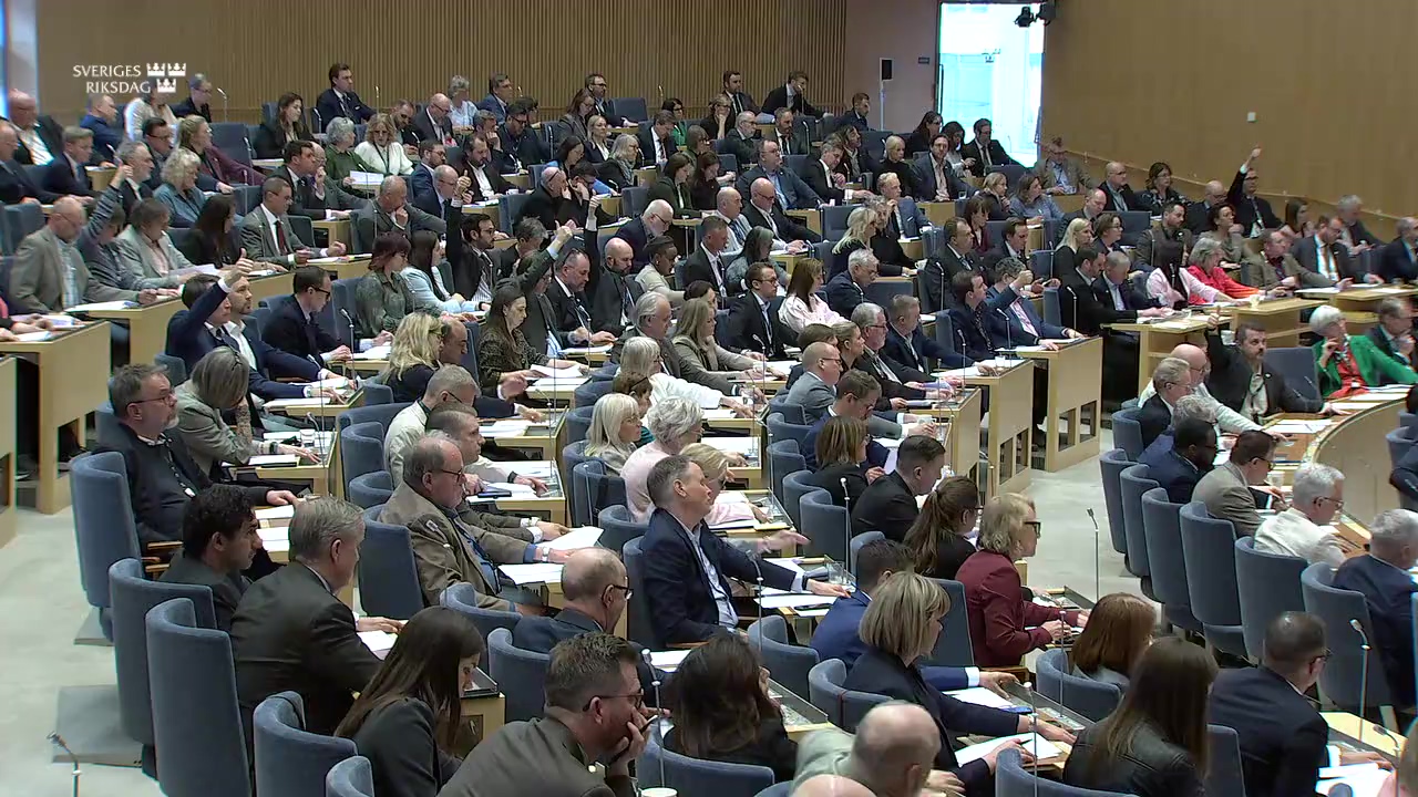 Stillbild från debatten i kammaren