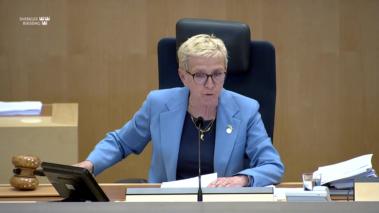 Stillbild från debatten i kammaren