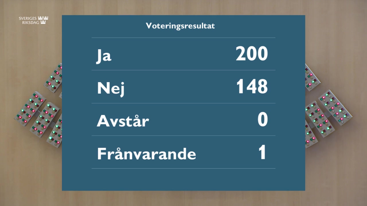 Stillbild från debatten i kammaren