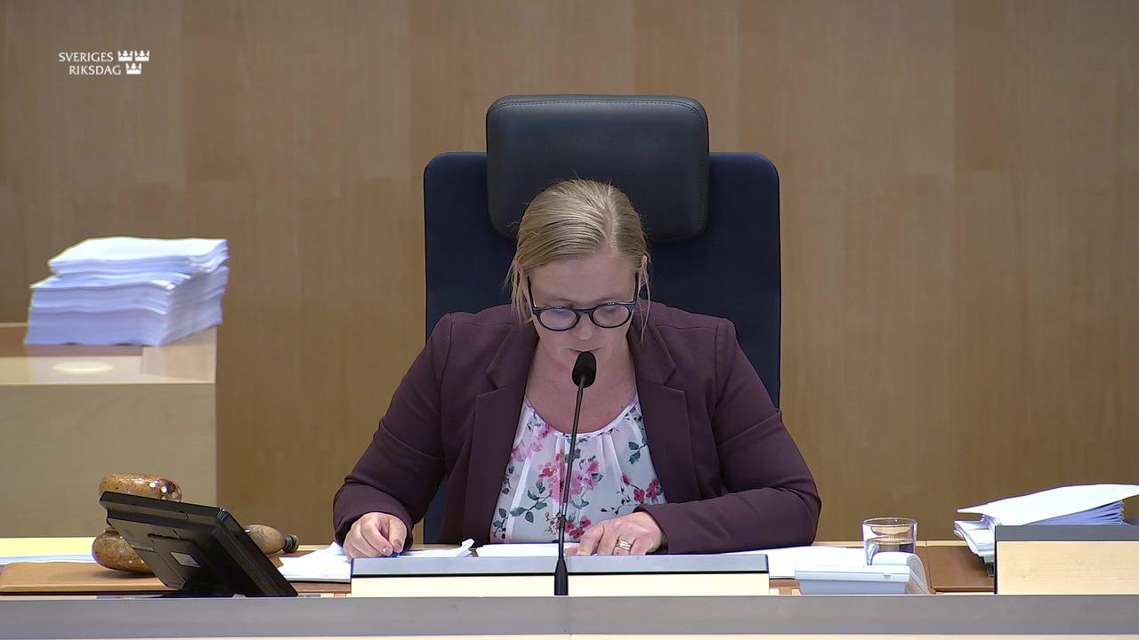 Stillbild från debatten i kammaren