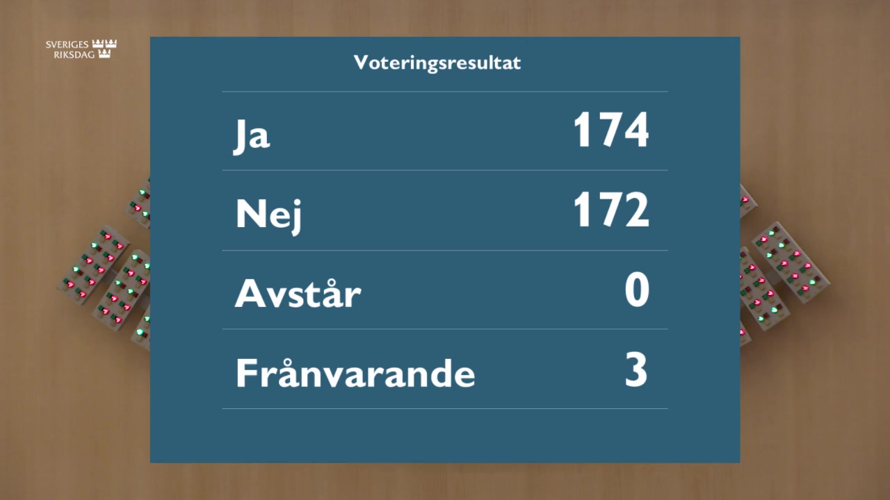 Stillbild från debatten i kammaren