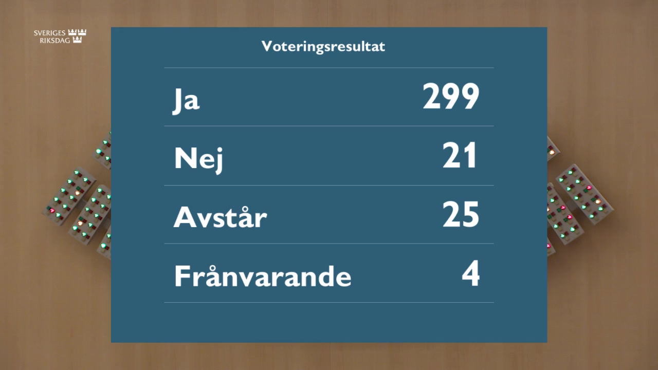 Stillbild från debatten i kammaren