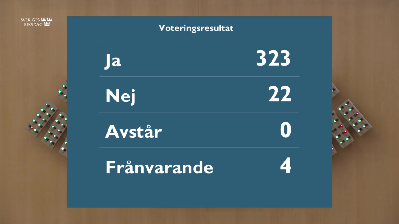Stillbild från debatten i kammaren