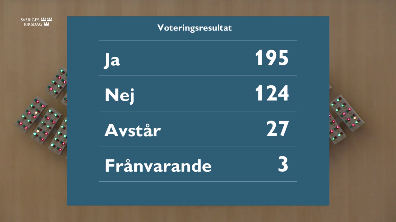 Stillbild från debatten i kammaren