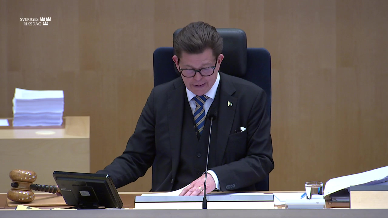 Stillbild från debatten i kammaren