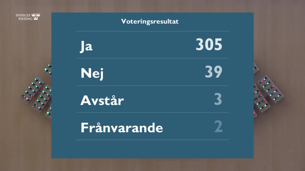 Stillbild från debatten i kammaren